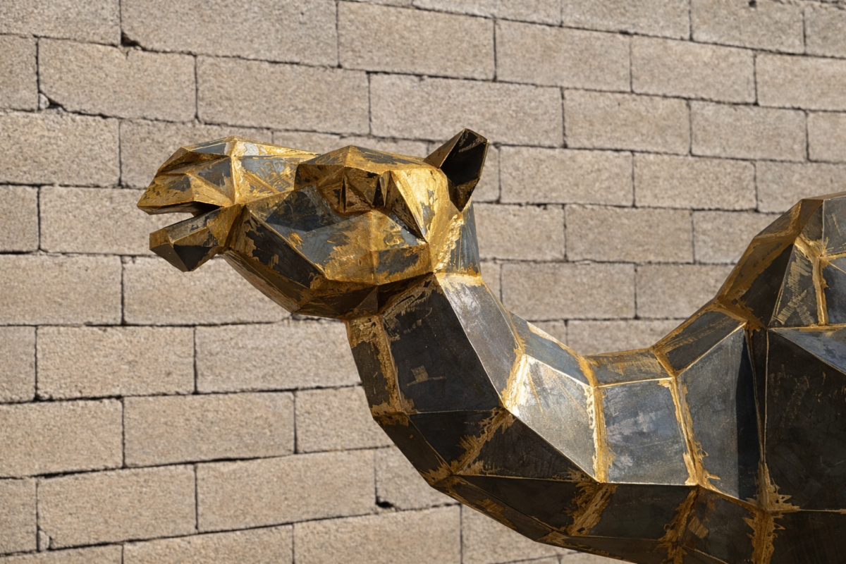 11Statue art métallique dé ... — Villa Meknès Maroc.PNG